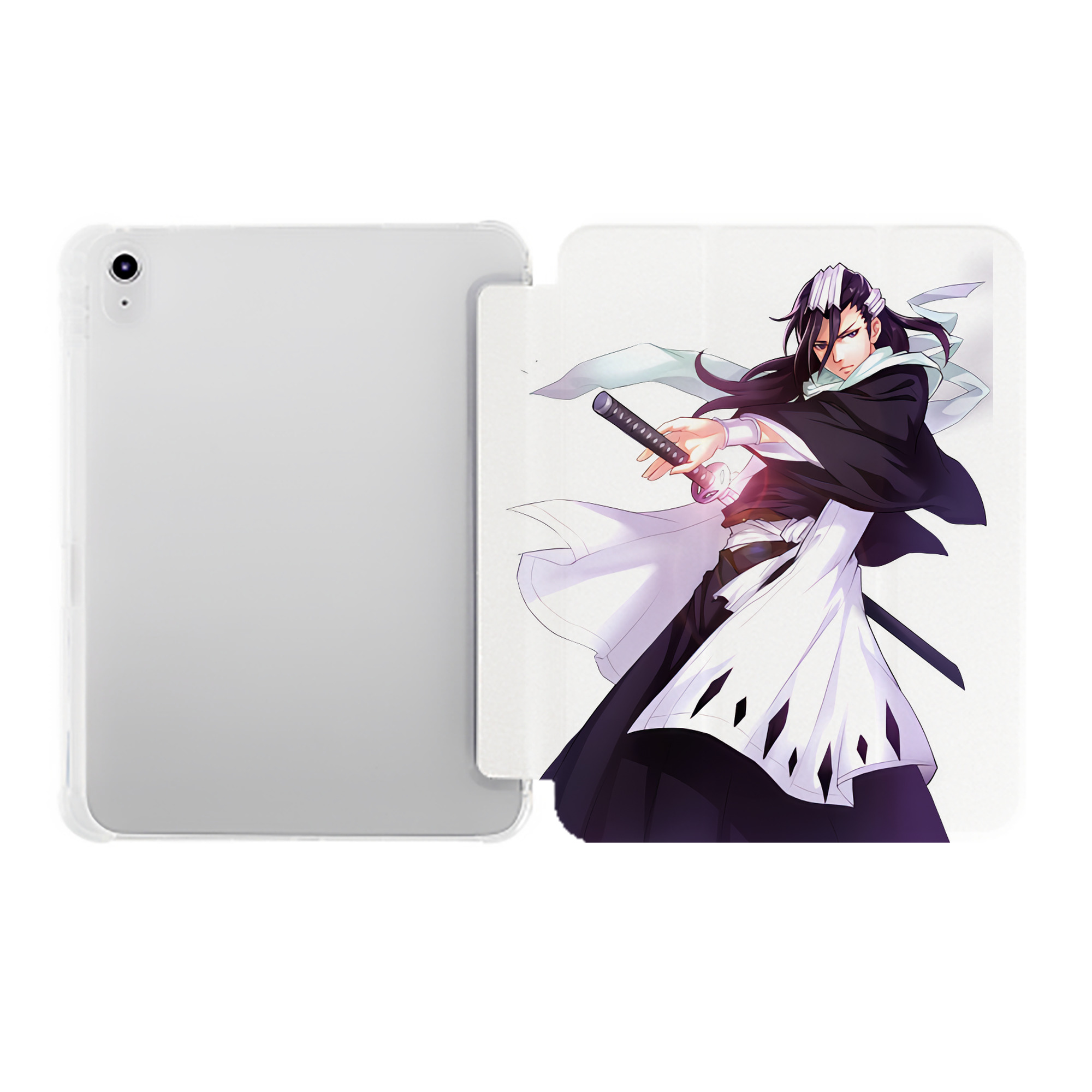 （画像用） ブリーチ くちき びゃくや BLEACH Kuchiki Byakuya IPad ケース ペン収納付き 三つ折りスタンド PUレザー×シリコン 対応機種9.5/10.5/10.9インチ